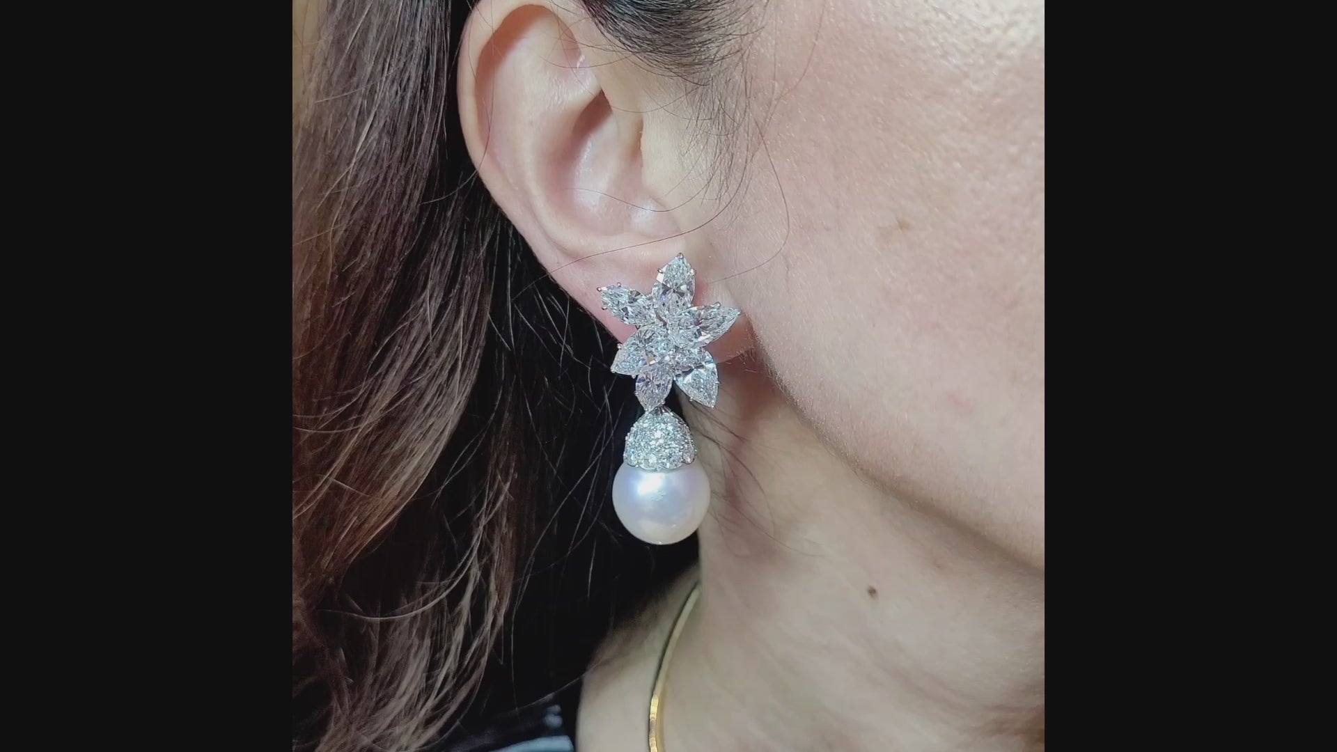 Harry Winston Diamond Pearl Earrings