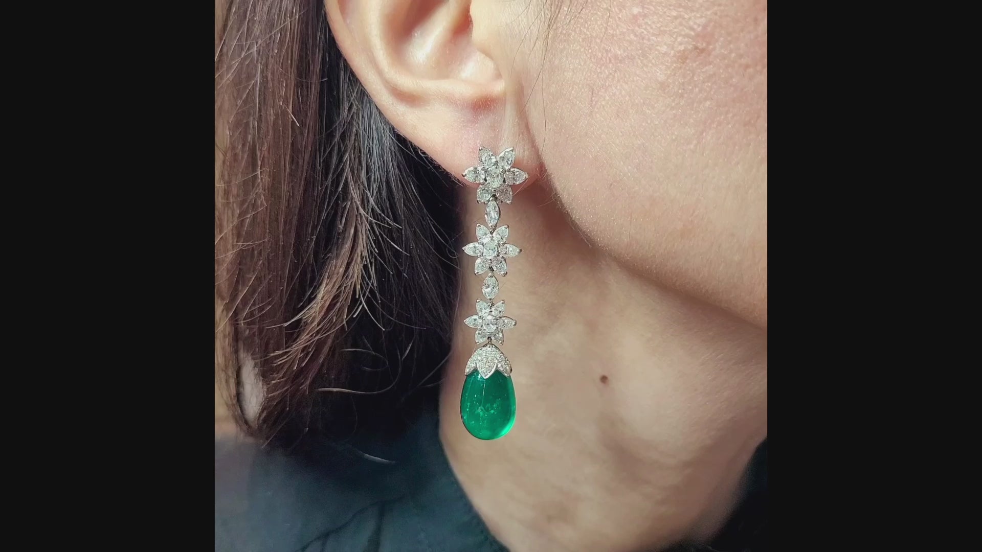 Spectra Fine Jewelry Diamond Colombian Emerald Drop Earrings