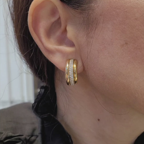 Cartier Trinity Vintage Diamond Pavé Fluted Half Hoop Earrings