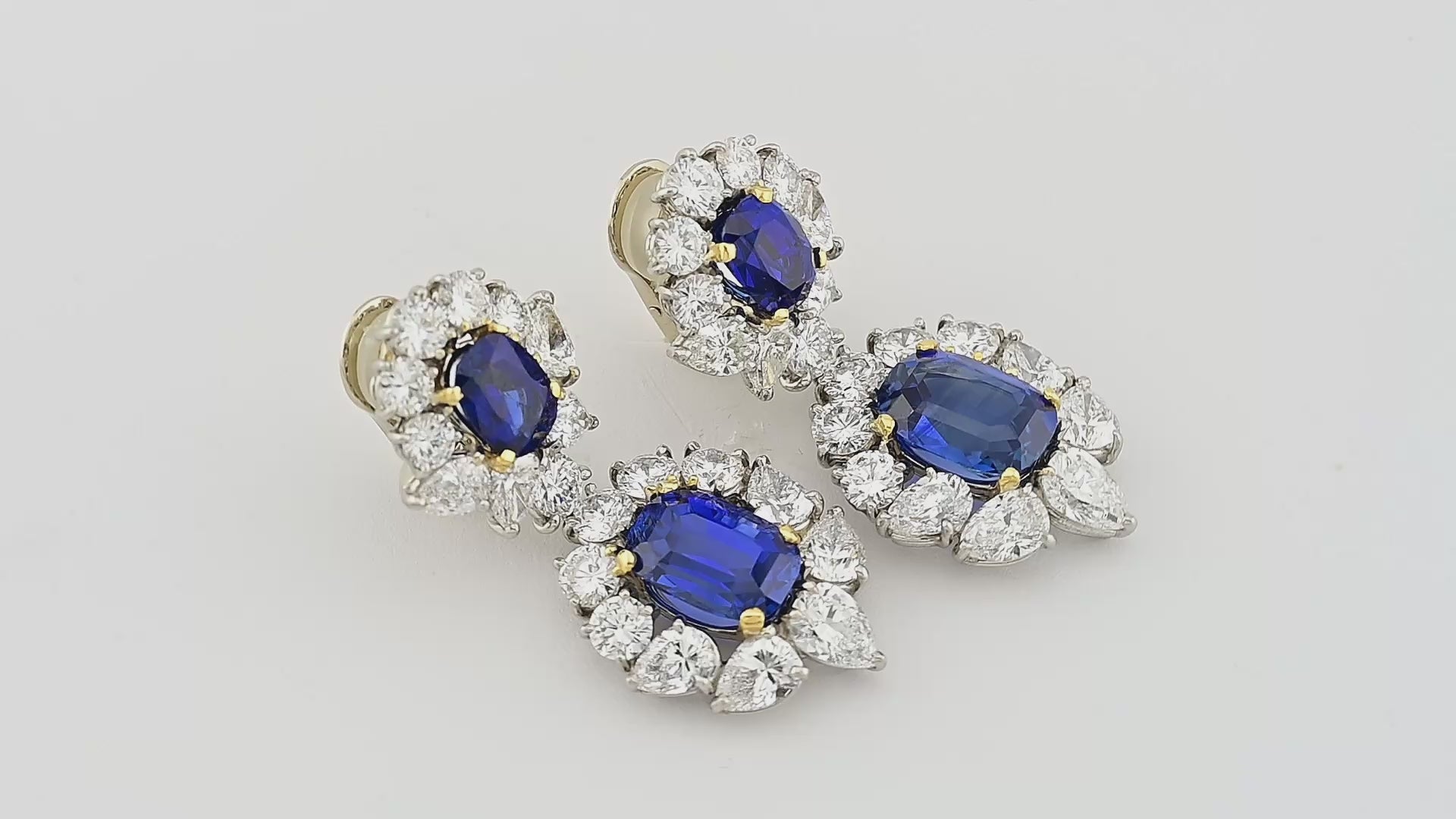 22.62ct Ceylon No-Heat Sapphire & Diamond Drop Earrings