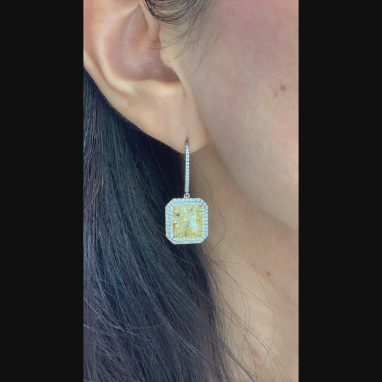 Spectra Fine Jewelry  13.79 cts. Yellow Diamond Halo Drop Earrings