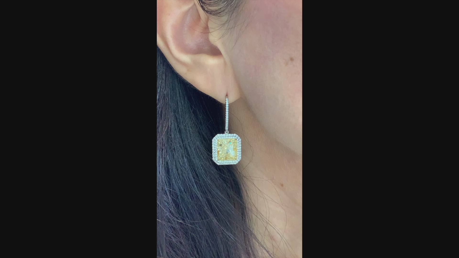 Spectra Fine Jewelry  13.79 cts. Yellow Diamond Halo Drop Earrings