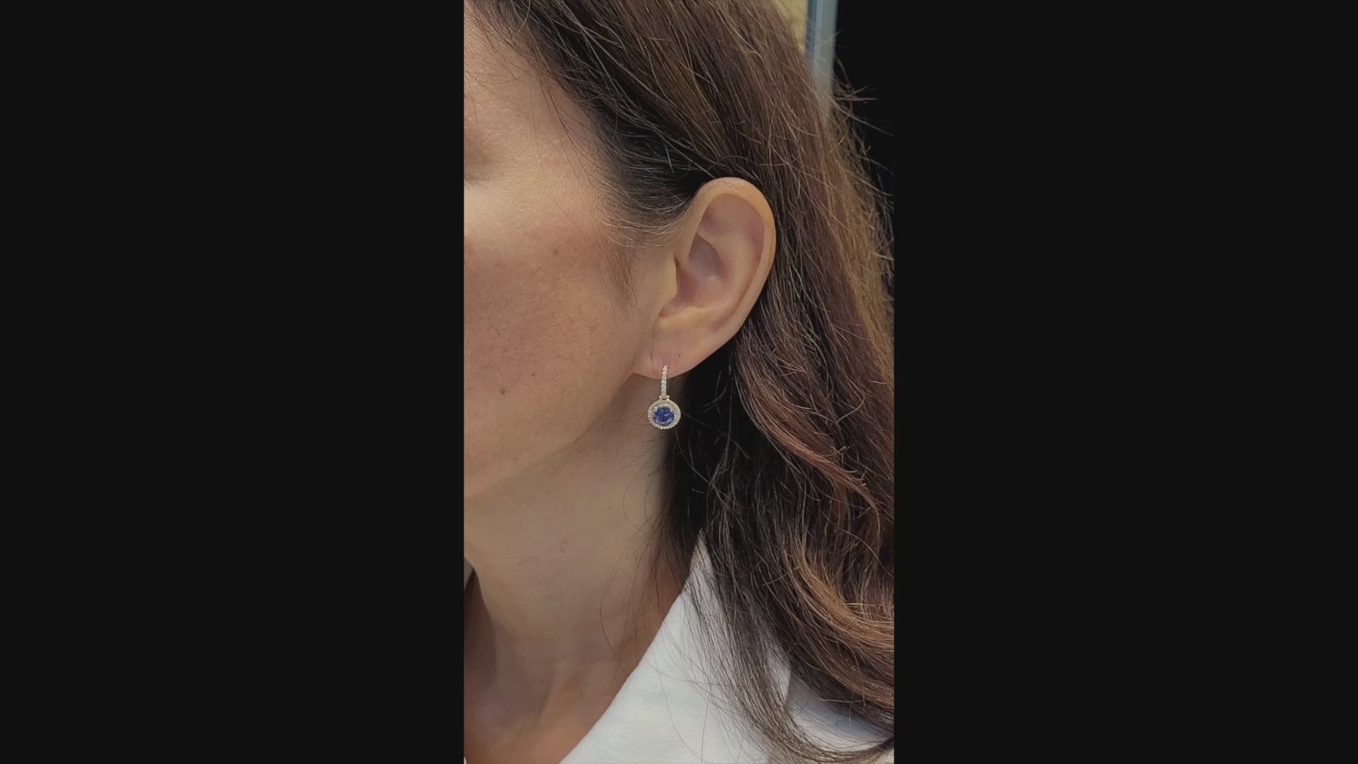 Spectra Fine Jewelry Sapphire Diamond Halo Yellow Gold Drop Earrings