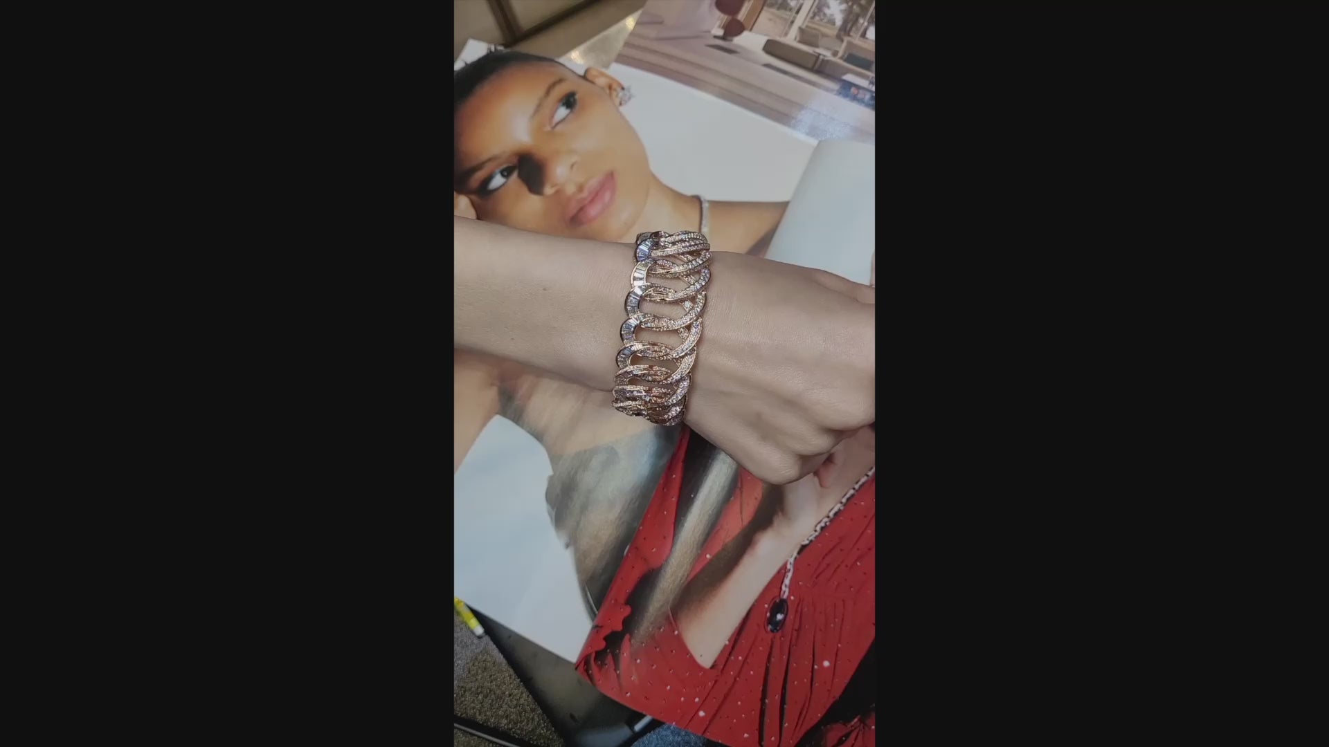 Spectra Fine Jewelry 18kt Rose Gold and Multi Diamond Link Bracelet