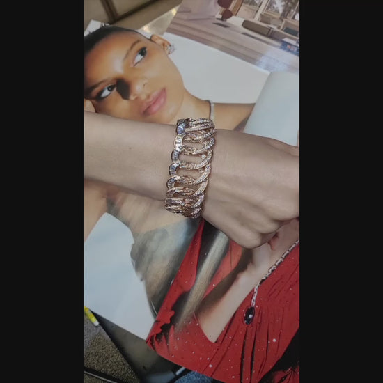 Spectra Fine Jewelry 18kt Rose Gold and Multi Diamond Link Bracelet