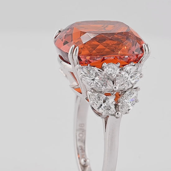 Harry Winston 30.18ct cushion-cut Spessartite Garnet Diamond Ring