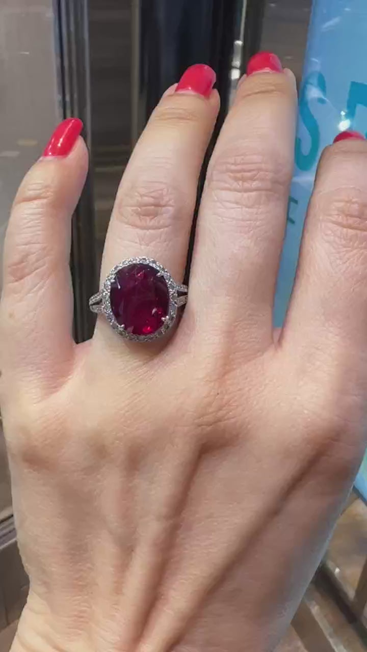 Spectra Fine Jewelry 6.16 cts. Unheated Ruby Diamond Cocktail Ring