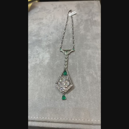 Art Deco Diamond Lavalier Watch Necklace