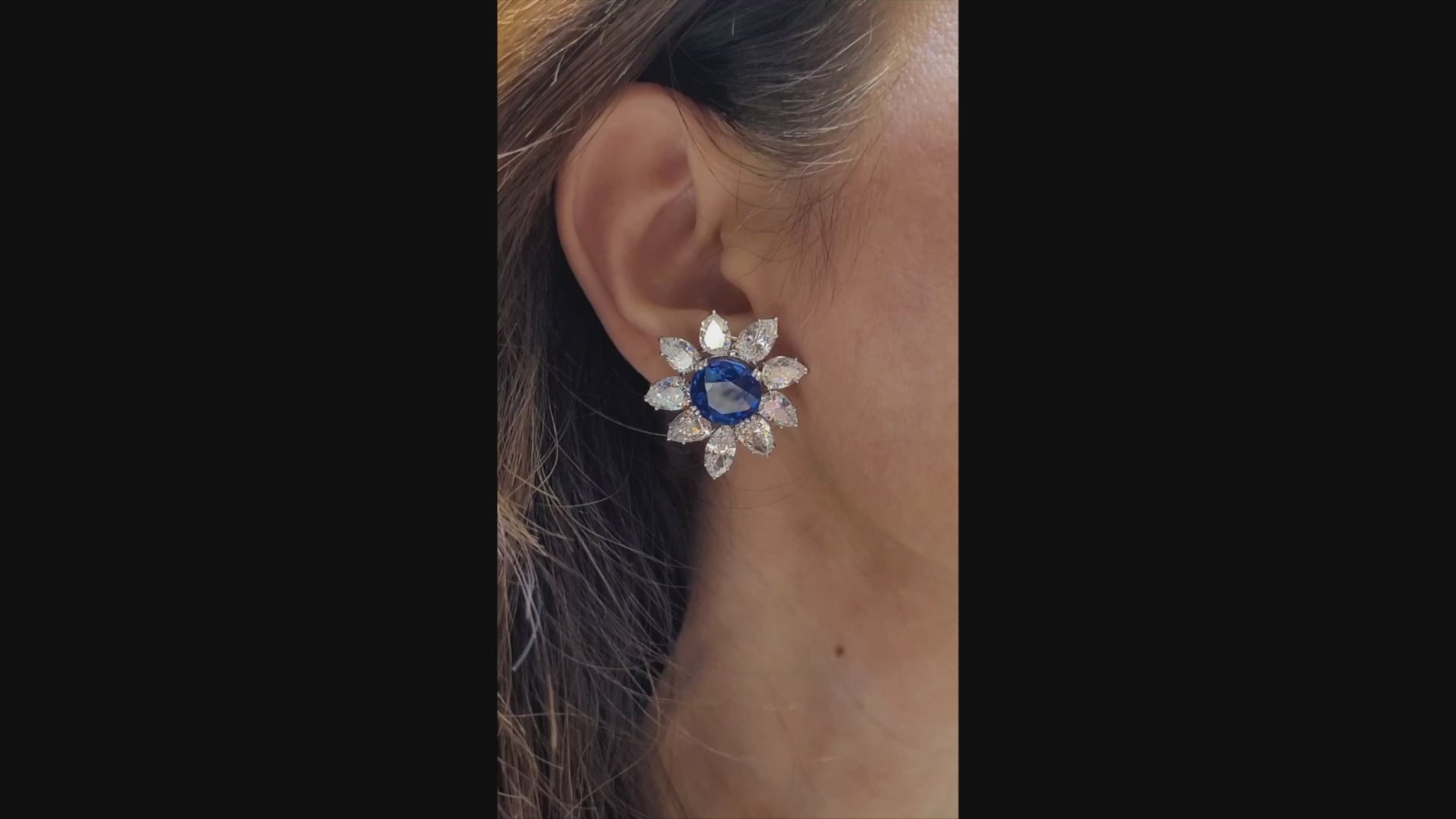 Harry Winston Jacques Timey Vintage Sapphire Diamond Cluster Stud Earrings