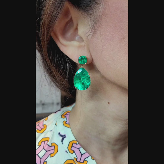 59.0ct Colombian Emerald Drop Earrings | Spectra Fine Jewelry