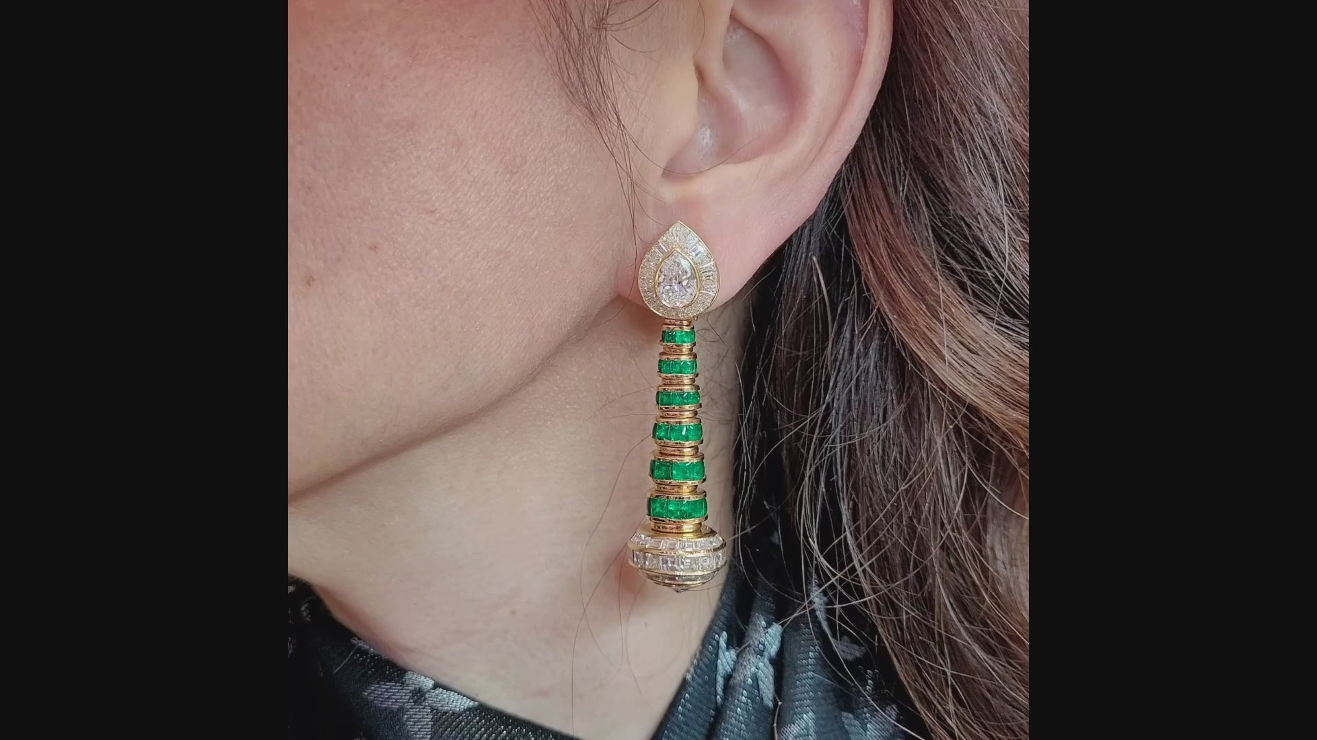 Bulgari Diamond Emerald Sapphire Earrings