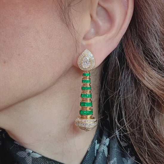Bulgari Diamond Emerald Sapphire Earrings