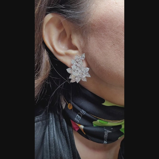 Spectra Fine Jewelry 29.25 cts. Diamond Cluster Button Earrings