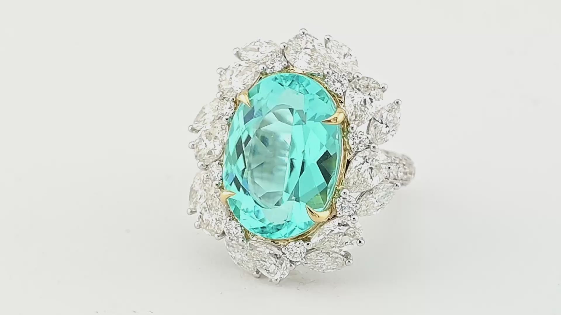 Spectra 13.82ct Mozambique Paraiba Tourmaline Diamond Ring